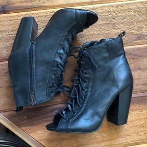 Black lace up booties